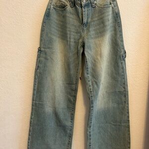 Edikted Blue Denim Jeans with Pink Tag